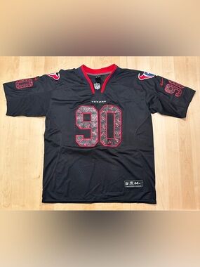 Nike on field Houston Texans #90 Clowny Navy and Red Football Jersey
